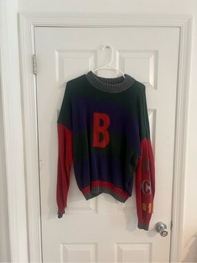 United Colors Of Benetton Green, Blue & Red Crewneck Sweater